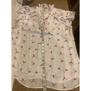 Autres Filles Brand Women Blouse Size Small NWT Collared White Cocktail Print